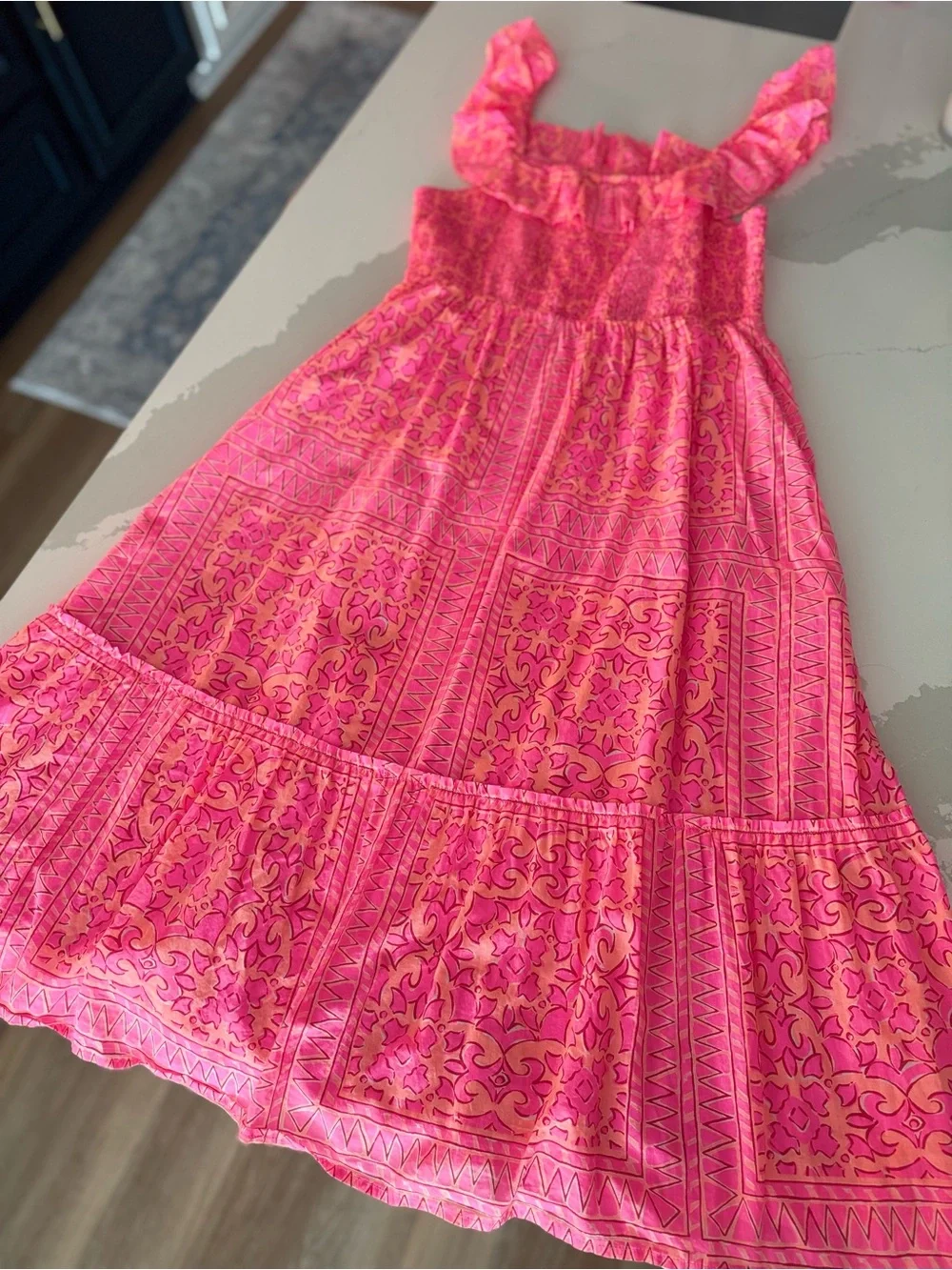 Vineyard Vines | Neon Tortola Smocked Midi Dress
